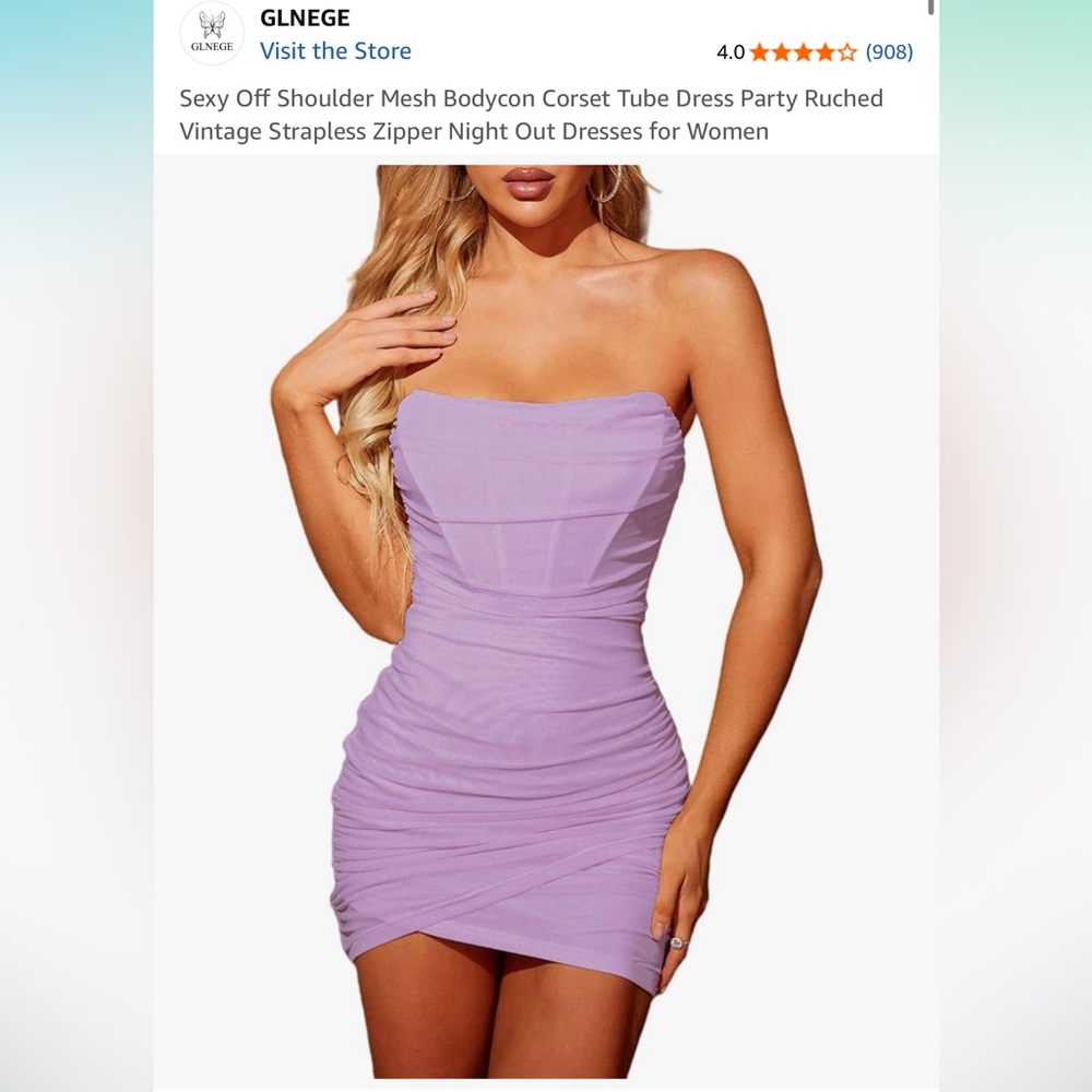 Lavender Strapless Corset Dress